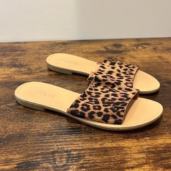 Anna Tezza Leopard Suede slippers sandals size 7 women - Picture 2 of 6